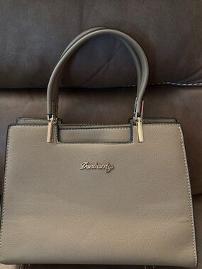 Taupe Structured Top-Handle Satchel